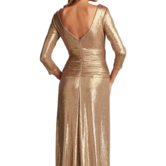 SALE NWT Tadashi Shoji BSJ24131L Metallic Mother of the Bride Gold Dust Size M - Picture 3 of 6